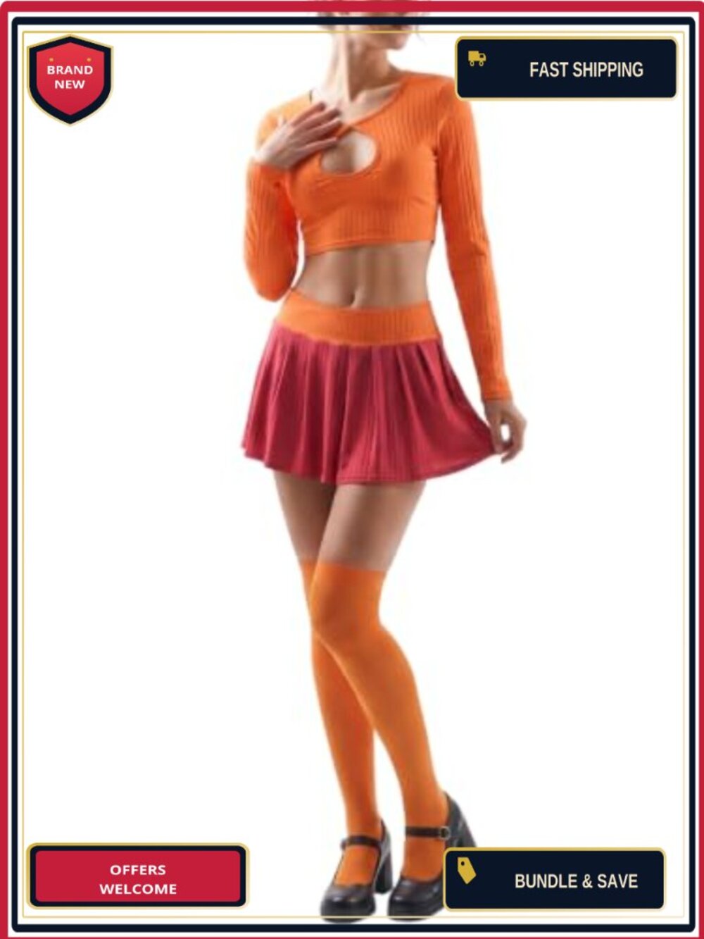 Women's Halloween Costume Skirt Set Polyester Blend Crop Top Mini Skirt